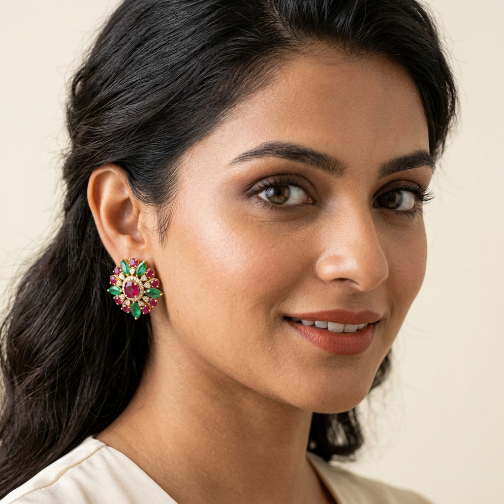 Ruby & Emerald Mini Studs