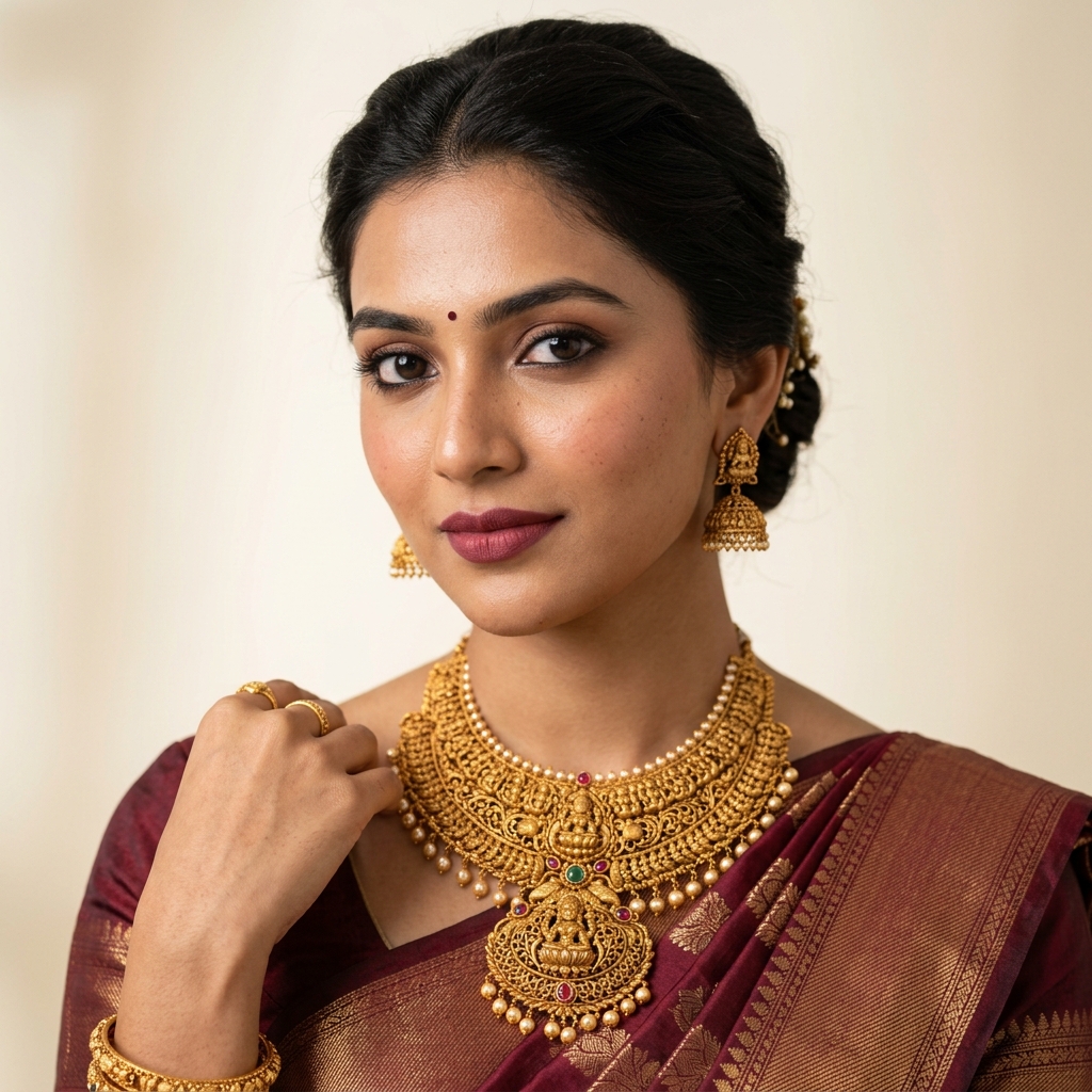 Matte Gold Temple Necklace